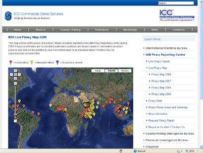 Piraterie-Screenshot der Homepage ICC - International Commercial Crime Services