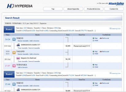 Hyperdia Fahrplan Japan - Screenshot