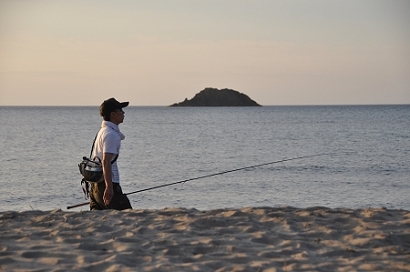 Fischer am Japanischen Meer in Tottori