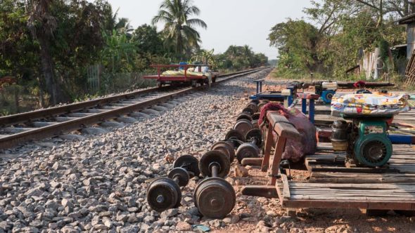 Bamboo Train in Battambang bei Ou Dambang