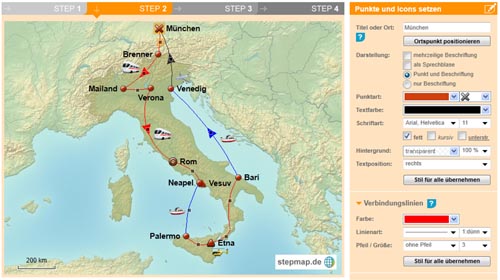 Bild: Landkarte mit Route