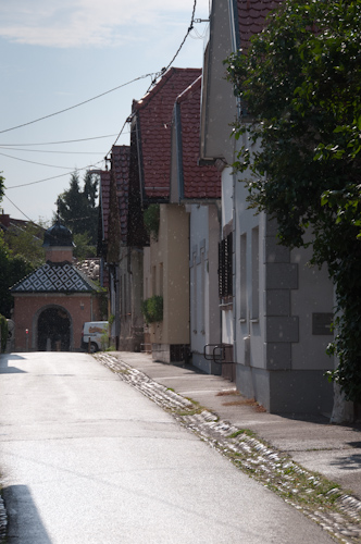 Bild: Krakovo-Viertel während eines kurzen Gewitterregens