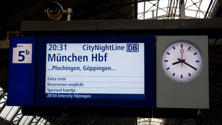 Bild: Anzeige CNL Amsterdam - München