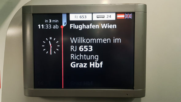 Railjet vom Flughafen Wien nach Graz