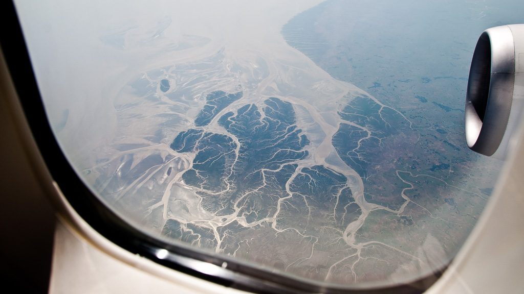 Ganges-Brahmaputra-Delta vom Flugzeug aus