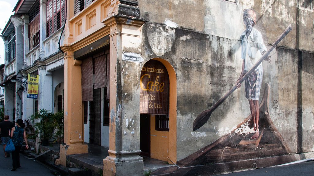 Murales mit Fischer in George Town - Penang