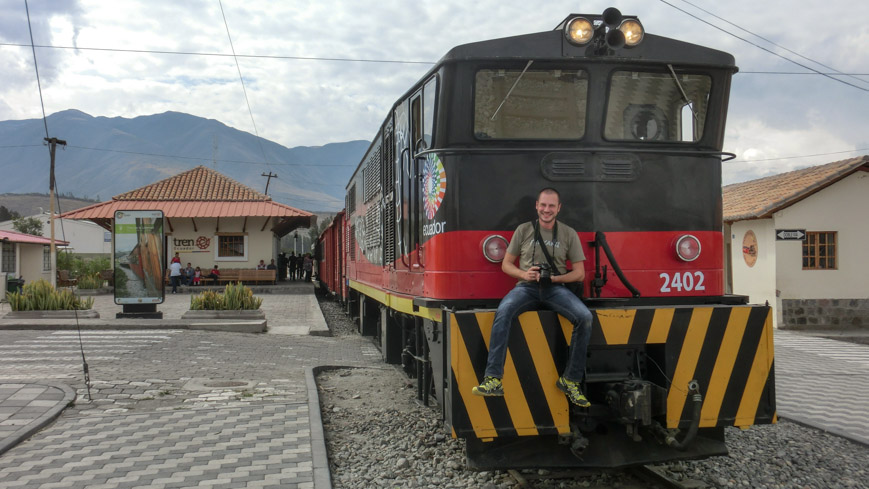 Gerhard Liebenberger auf einer Lok von Tren Ecuador