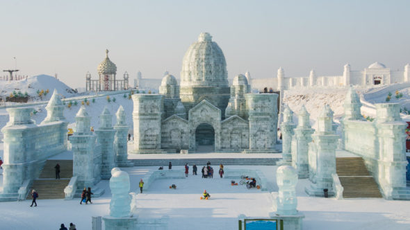Die Eisstadt in Harbin (China) in der Multimediashow Transsibirien